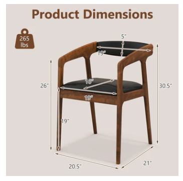 1 Only - Upholstered Armchair with Cozy Backrest and Padded Seat Cushion-Brown