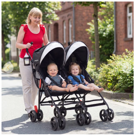 Foldable Twin Baby Double Stroller Ultralight Umbrella Kids Stroller-Black