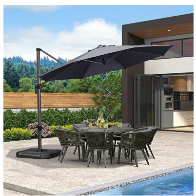 11 FT Outdoor Patio Umbrella with 360° Rotation and Adjustable Tilt-Grey