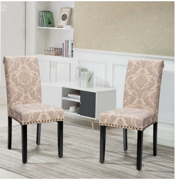 Set of 2 Fabric Printed Side Chairs
