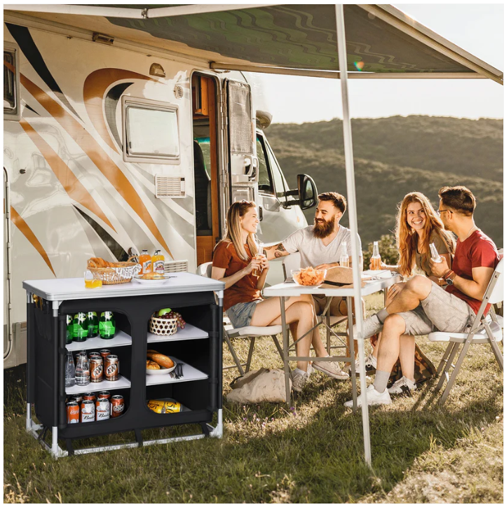 Outdoor Camping Cooking Table with Storage Organizer - Scratch and Dent