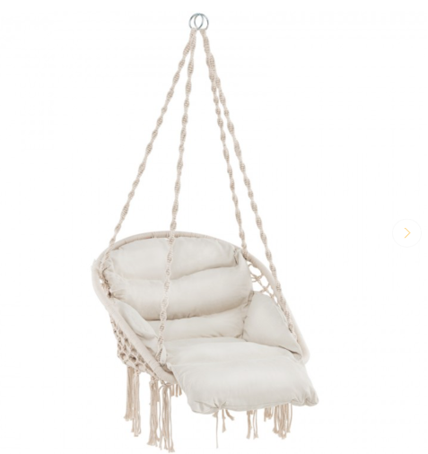 Hammock Chair with Thick Cushion and Macrame Holds up to 330 LBS