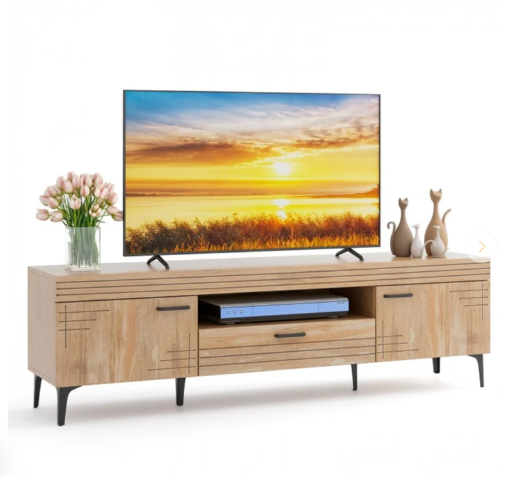 SPECIAL - TV Stand with 2 Cabinets and Storage Drawer for 65 Inches TVs (1 Box, Unassembled)