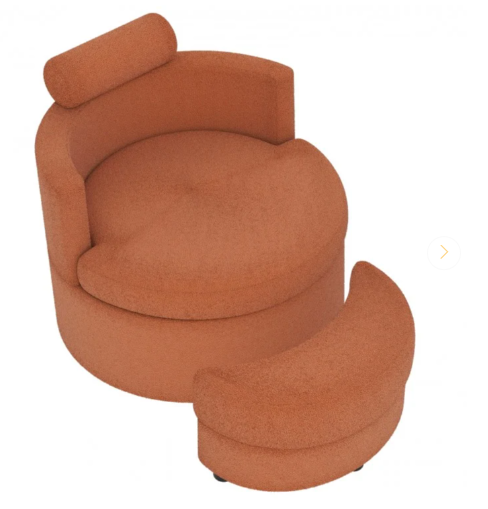 360° Swivel Accent Chair with Half Moon Storage Ottoman
