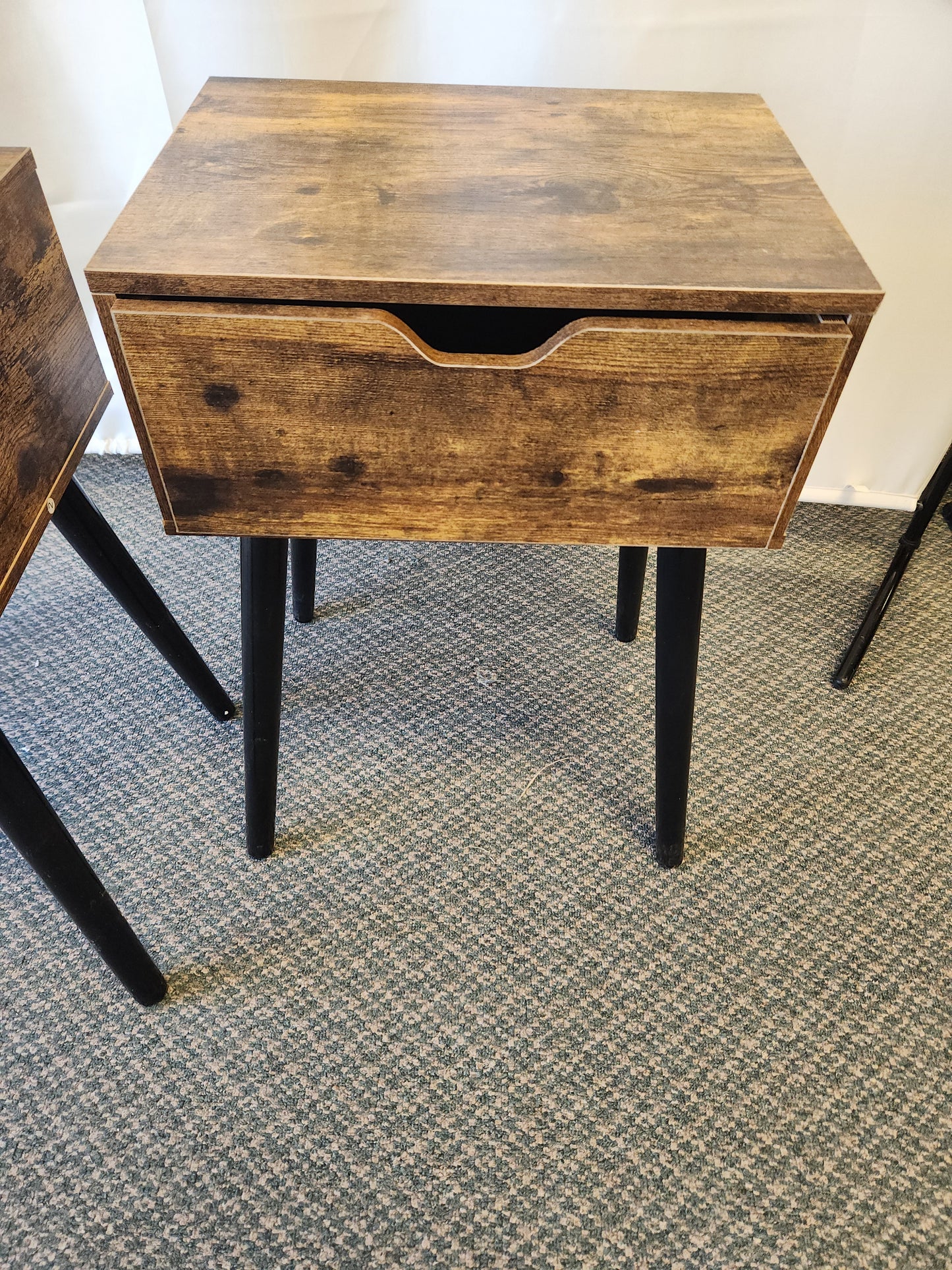 Set of 2 - Wooden End Table with Drawer.