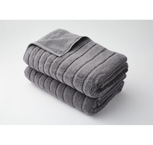 HomeSuite Luxury 600GSM Zero Twist Cotton Stripe Bath Towel (2-Pack) - CHARCOAL