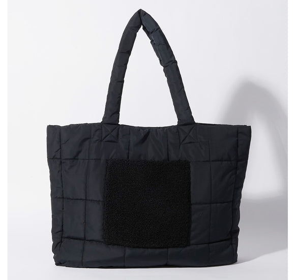 Nuage Light Weight Quilted Puffer Tote - BLACK