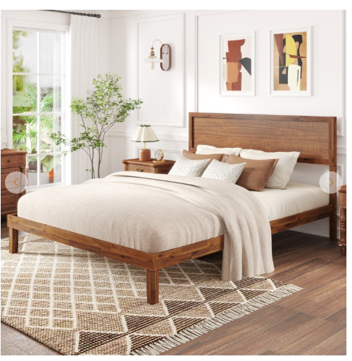 Queen Size Bed Frame with Headboard and Wooden Slats Support (1 Box, Unassembled)