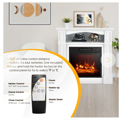 32" 1400W Electric Fireplace Mantel or TV Stand fireplace included, fully assembled