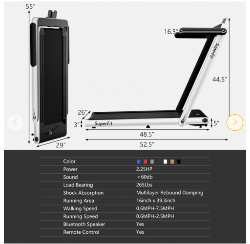 SPECIAL - 2.25HP 2 in 1 Folding Treadmill with APP (Max 220lbs)-White (Scratch and Dent)
