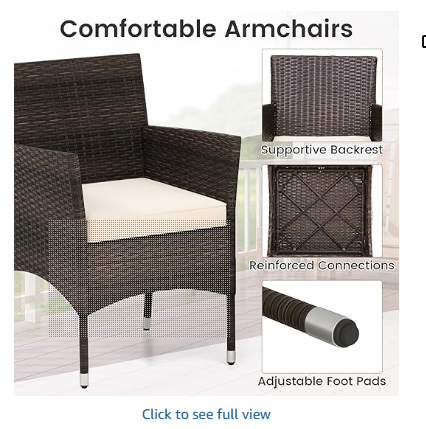 3Pcs Patio Rattan Furniture Set Cushioned Sofa and Glass Tabletop Deck-Beige (Assembled)