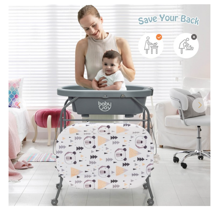 Folding Baby Changing Table with Bathtub and 4 Universal Wheels