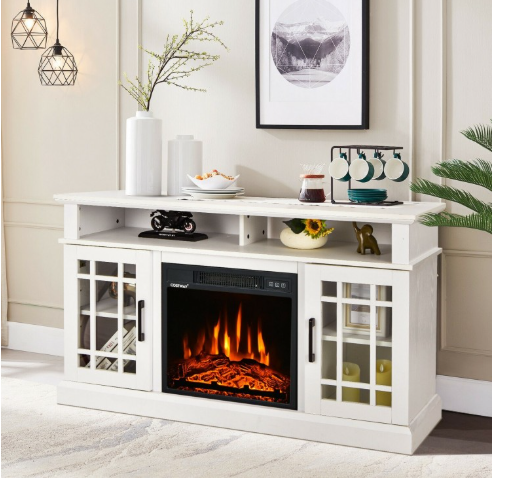 48 Inch Fireplace TV Stand and Fireplace Insert, Fully Assembled (Scratch and Dent)