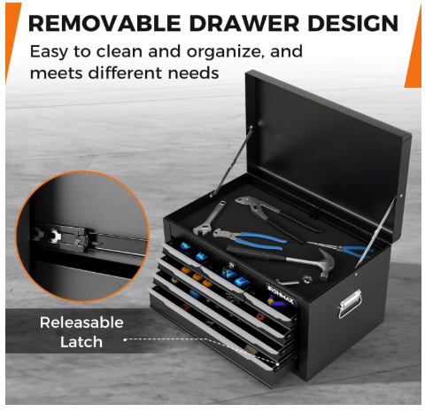 IRONMAX 6 Drawer Tool Box, 24" Lockable Toolbox with Top Tray (Scratch and Dent)