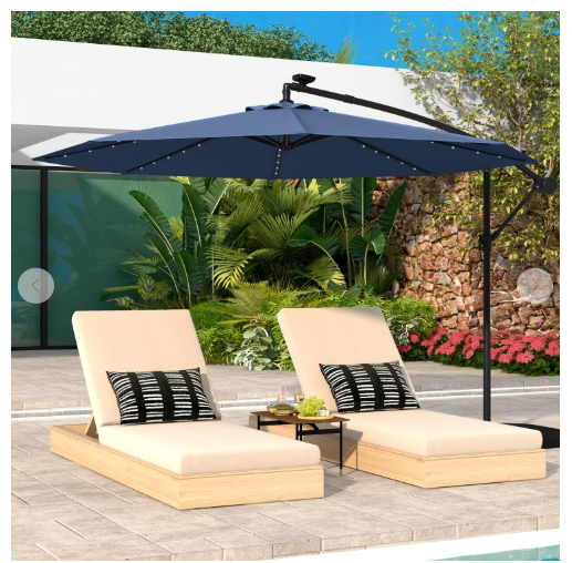 SPECIAL - 10 Feet Patio Offset Umbrella with sandbag plus 32 Solar-Powered LED Lights-Navy (see Description)