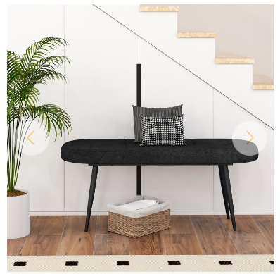 47 Inch Upholstered Entryway Bench with Heavy-duty Metal Frame