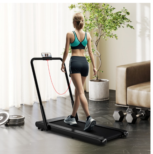 *SPECIAL* Folding Treadmill 2-in-1 with Remote Control -White (Shipping Damage)
