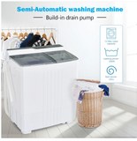 Twin Tub Portable Washing Machine with Timer Control and Drain Pump for Apartment