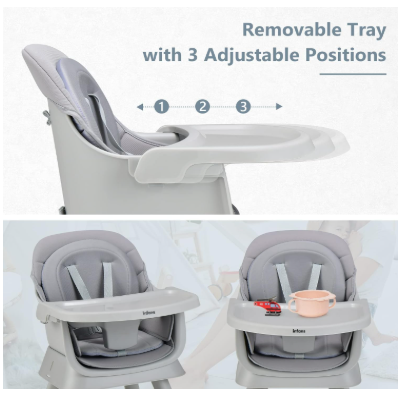 INFANS 8 in 1 Baby High Chair, Convertible Highchair for Babies and Toddlers - Light Blue