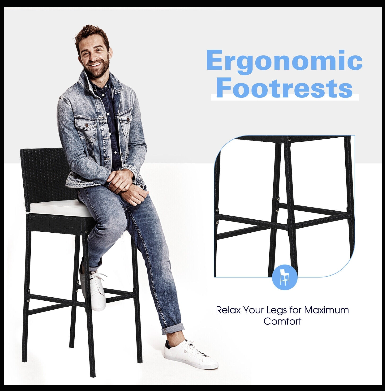 5 Pieces Outdoor Rattan Bistro Bar Stool Table Set