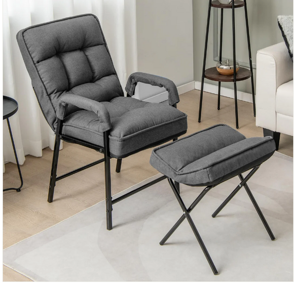 Modern Accent Chair with Ottoman