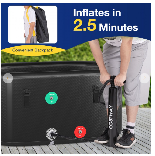 Portable Ice Bath Tub for Home with Lid and Protective Cover-Black