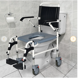NO TAX, 4-in-1 Bedside Commode Wheelchair with Detachable Bucket