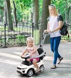 3 In 1 Ride on Push Car Toddler Stroller Sliding Car with Music-White, Assembled