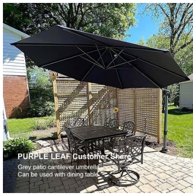 11 FT Outdoor Patio Umbrella with 360° Rotation and Adjustable Tilt-Grey
