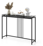 47" Long Console Table Narrow Entryway Table with Marble-like Tabletop Metal Frame (Fully Assembled)