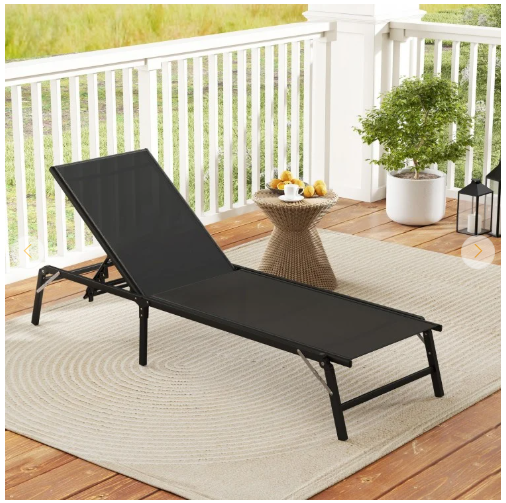 Set of 2 -  Foldable Patio Lounge Chairs