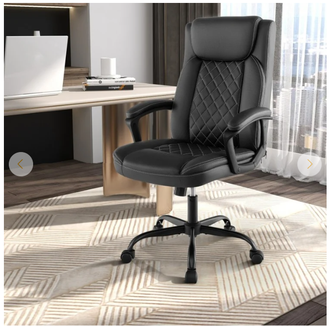 High Back Ergonomic Executive Chair with Thick Headrest Cushion-Black, assembled