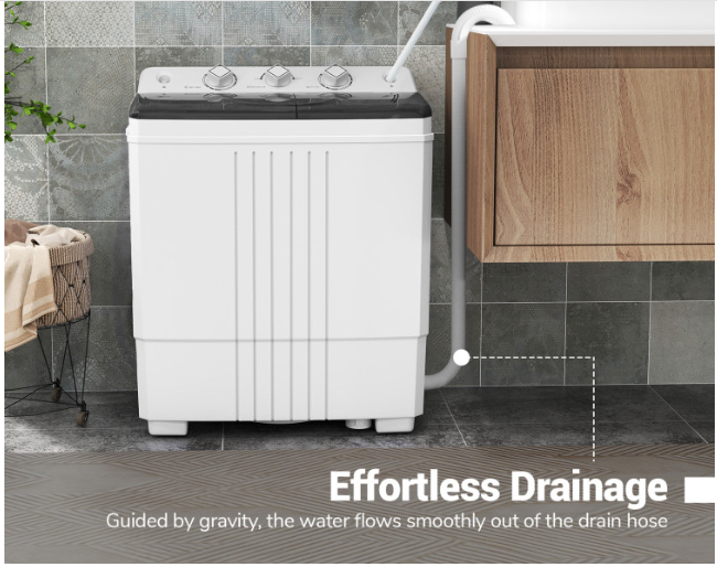 20lbs Portable Washing Machine  (Gravity Drain)-Black (Shipping Damage)