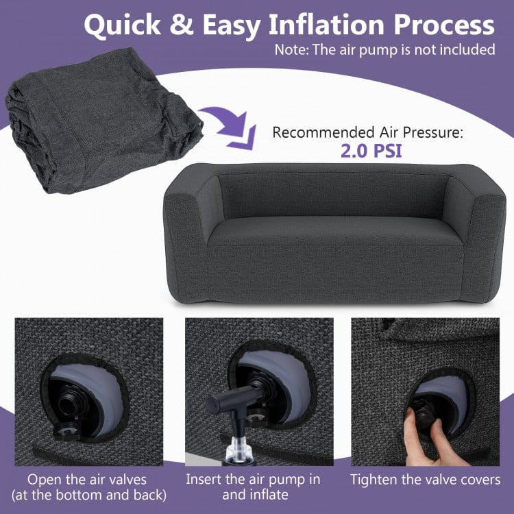 2-Person Portable Blow Up Sofa with Detachable Washable Cover, PLEASE SEE DESC