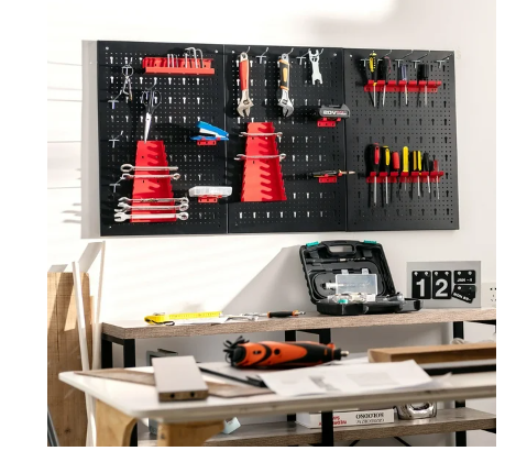 24 in. H x 48 in. W Pegboard Wall Organizer Kit 4 ft.Metal Toolboard W/3 Pegboards & 25 Accessories