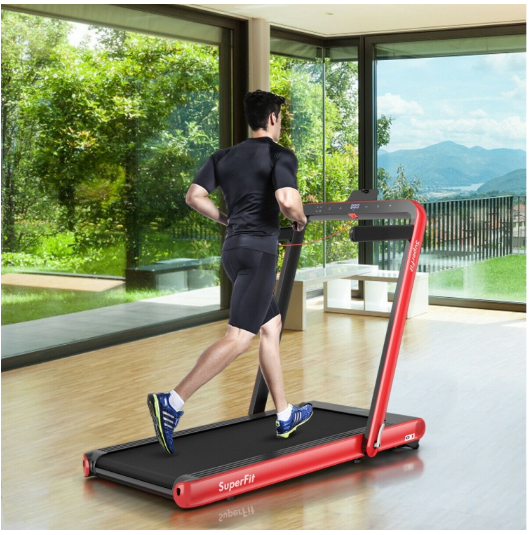 *CLEARANCE SPECIAL* 4.75HP 2 In 1 Folding Treadmill with Remote APP Control-RED (I Box)
