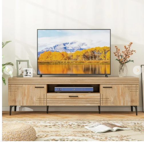 SPECIAL - TV Stand with 2 Cabinets and Storage Drawer for 65 Inches TVs (1 Box, Unassembled)