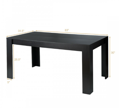 63 Inch Rectangular Modern Dining Kitchen Table for 6 People-Black (Assembled)