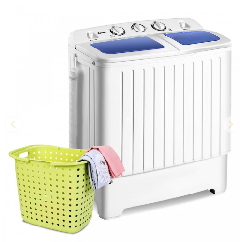 20 lbs Portable Washing Machine with Built-in Gravity Drain - Blue/White