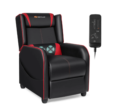 Home Massage Gaming Recliner Chair- Red, FULLY ASSEMBLED