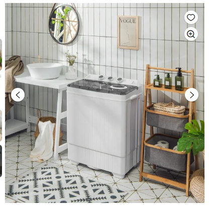 26lbs Portable Semi-automatic Washing Machine W/Built-in Drain Pump - Grey