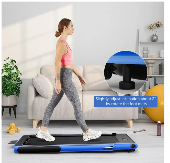SPECIAL - 2.25HP 2 in 1 Folding Treadmill with APP Speaker Remote Control-Blue (Max265 lbs)