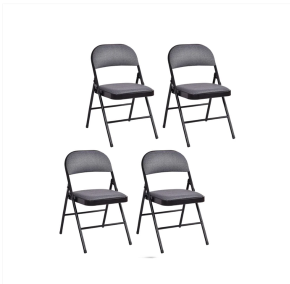 Set of 4 -Folding Chair Set with Upholstered Seat and Fabric Covered Backrest