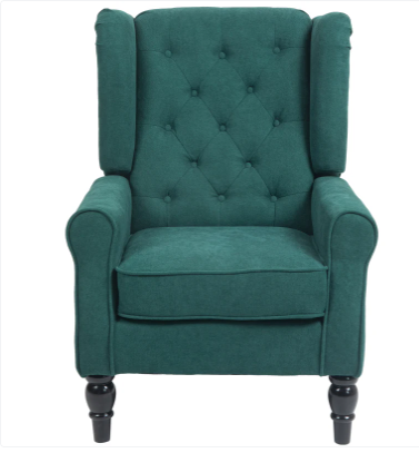 Fabric Accent Chair, Button Tufted Armchair, Dark Green (Assembled)
