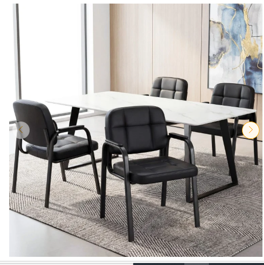 Set of 4,Waiting Room Guest Chair with Mixed PU Leather and Integrated Armrests-Black (Assembled)