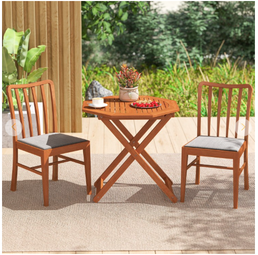 NO TAX - Octagon Folding Patio Table with 2 Inches Umbrella Hole