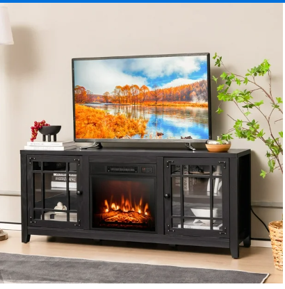 58 Inches Fireplace TV Stand  with 1400W Electric Fireplace (Scratch and Dent)