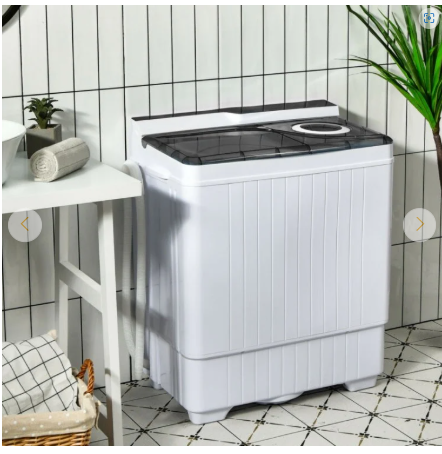 26lbs Portable Semi-automatic Washing Machine W/Built-in Drain Pump - Grey