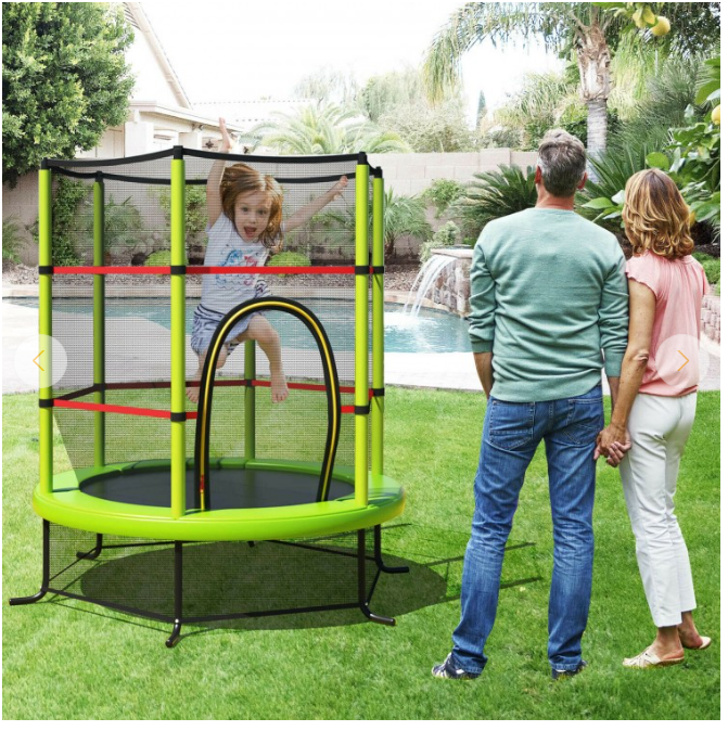 55 Inch Kids Trampoline Bouncing Jumping Mat with Enclosure Net - Customer Return