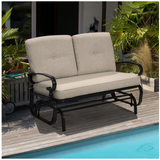 2 Seats Outdoor Swing Glider Chair with Comfortable Cushions - Assembled